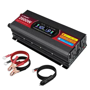 LCD Display Power Inverter 1000W Rated 2600W Peak | 12V to 110V | 2 US Outlets + 2 USB