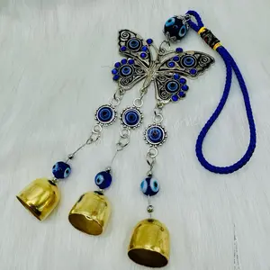 Butterfly Evil Eyes Wind Chime for Home and Garden Decoration Gift Luck Protection ~ Hanging Wind Bells Hangable Ornaments Wall Door