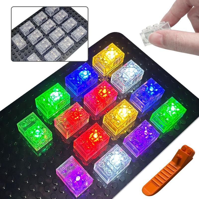 Classic Transparent LED Brick Set, 2x3 Light-Up Building Blocks Kit ...