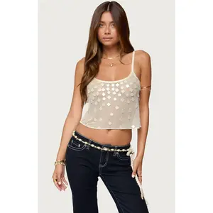 Edikted Women's Onya Iridescent Sheer Knit Top