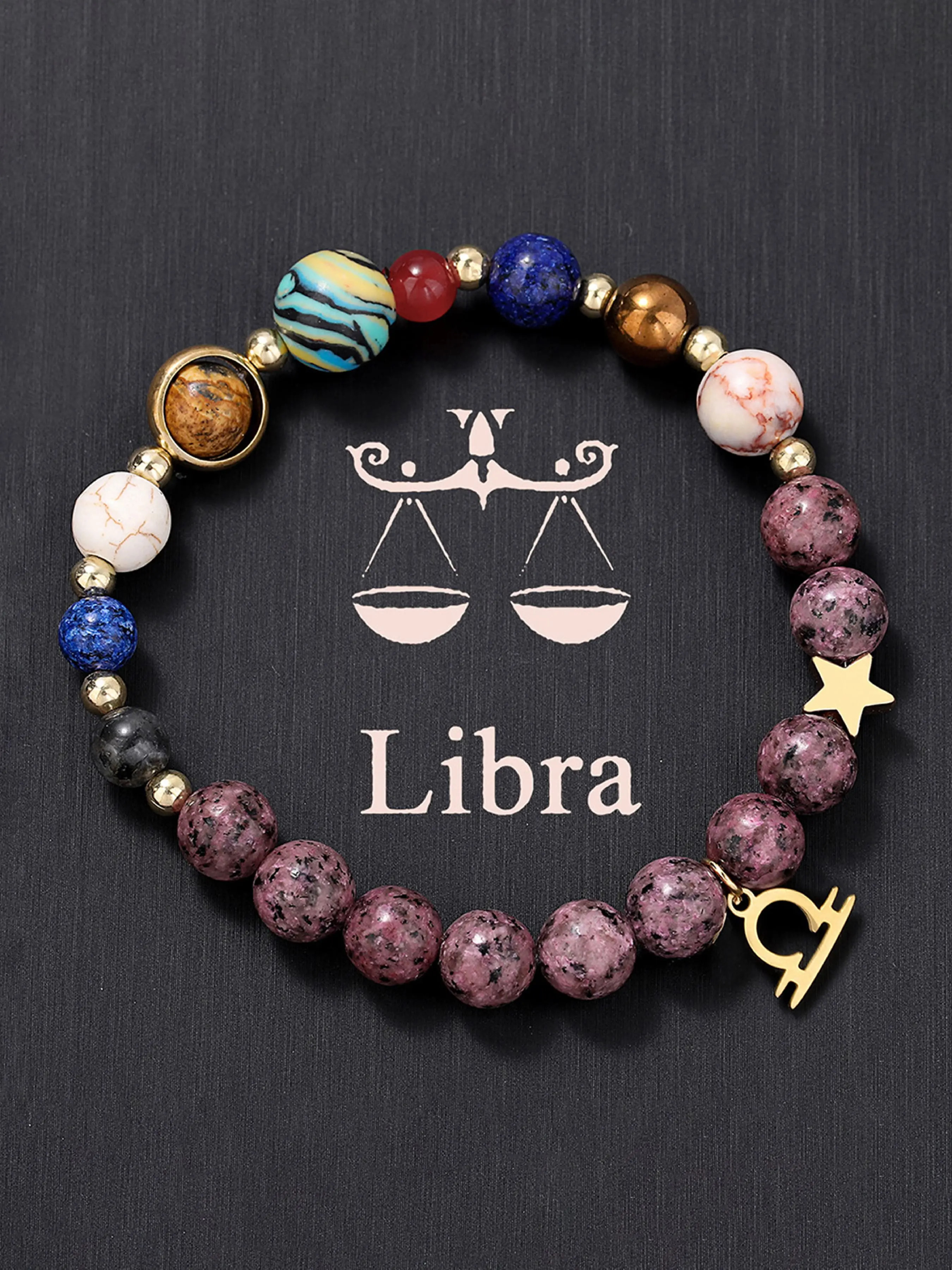 Solar System Bracelet with 9 Planets & 12 Constellations, Crystal Beaded Jewelry, Colorblock Bracelet, Crystal Inspired, Unisex Fashion Accessory, Meditation & Energy Healing Gift, Crystal Bracelets, Dainty Crystal Bracelet