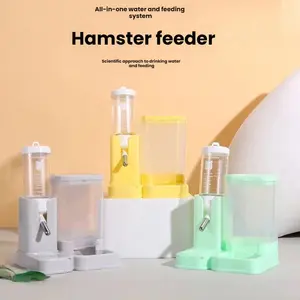 Hamster Feeder Roller Water Bottle Automatic Drinking Dispenser, 2-In-1 Chinchilla Dutch Pig Food Bowl, Pet Feeding Utensil