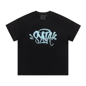 Drill SynaWorld Tide Brand Letter Pattern Printing Summer Loose Casual Men's and Women's Cotton Short-sleeved T-shirt graphic tee