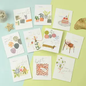 10Pcs Creative Fresh Gold Foil Greeting Cards Minimalist All Occasion Card Set with 10 Unique Designs Elegant Gold Foil Details High Quality Paper Blank Inside Universal Use for Birthdays Weddings Thank You Notes