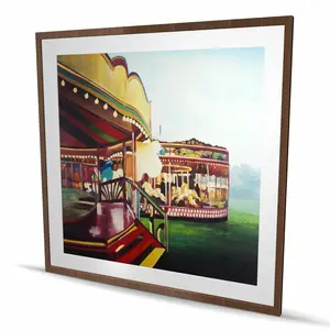 212 MAIN Framed Matted-Print Wall Art, 48x48 in. Artistic Carnival Carousel Photo, Home Decoration for Living Room, Home Supplies Poster & Print