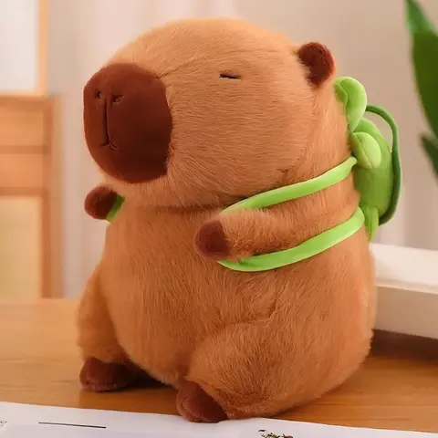PEACHCAT Squishy Capybara Plush - 9in Stuffed Animal with Detachable Turtle Pack, Creative Design, Shape-Hold Fill, Huggable Collectible, Cuddly Doll Gift, Brown Comfort Pillow, Soft Decoration, Handy Pocket, Kids' Toy