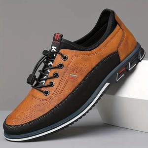 New men's casual leather shoes for autumn!  Korean version of trendy lace-up + breathable low-top, brown and black versatile soft-soled shoes show super texture, 20-60 years old are suitable for any occasion and can be easily controlled! fathersdaygift