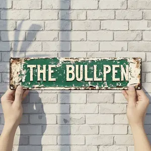 The Bullpen - Vintage Style Street Sign - Aluminum Wall Art & Room Decor for Garage Bar Bedroom Farmhouse Home - 16" x 4" Rust Free Metal Poster