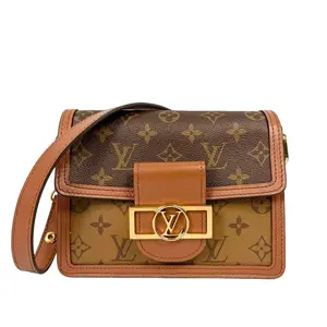 Pre-owned canvas and leather Shoulder Bag Louis Vuitton Dauphine Mini in Monogram and Monogram Reverse Canvas