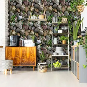 Self Vinyl Rock Stone Wallpaper for Backsplash Removable and Waterproof 17.7x117 Inches