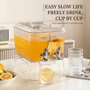 Ultra-Thin Refrigerator Water Dispenser, No Clog Faucet, Large Covered Cold Water Jug, BPA-Free Plastic, Ideal for Lemonade, Juice, Iced Tea, Kitchenware, Pitcher, Drinkware