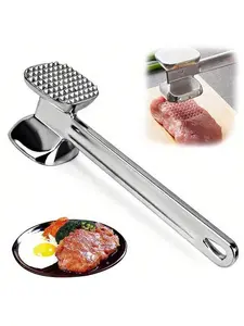 Heavy Duty Meat Tenderizer Hammer - Professional & Home Kitchen Steak Mallet With Non-Slip Grip, Heavy Weight Stainless Steel Construction, Double-Sided Flat Surface For Beef, Pork, Chicken, Veal - Reduce Cooking Time & Effortlessly Flatten Meats, Meat T