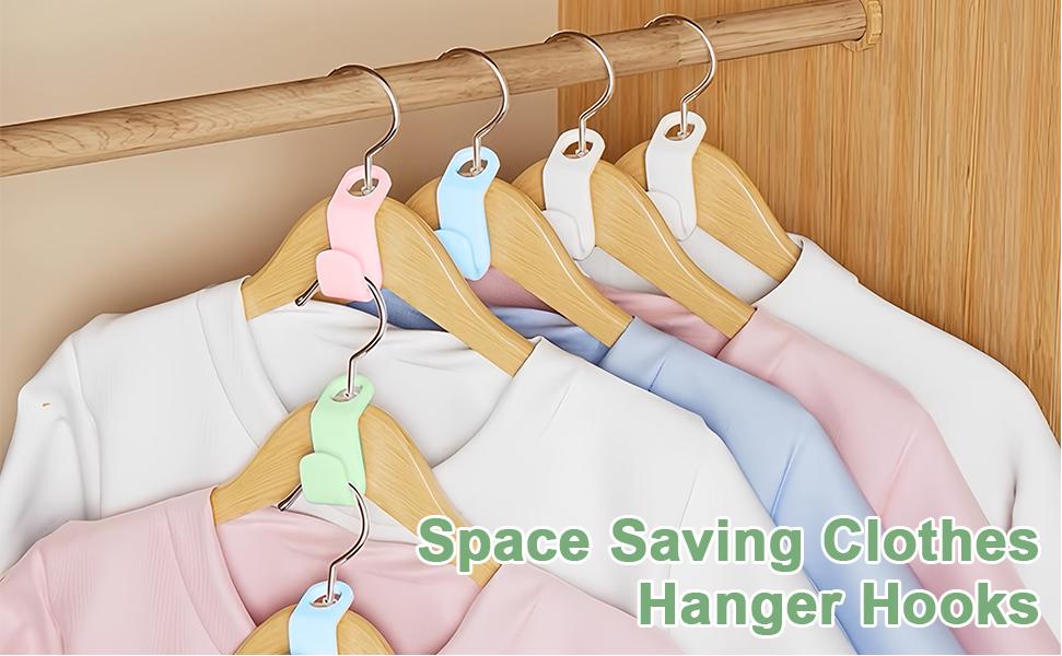 20 PCS Space Saving Hanger - Space Saver Clothes Hanger Connector with Stacking Hooks and Heavy Duty Cascading Connection Hangers Space Saving, Hanger Clips for Plastic Hangers