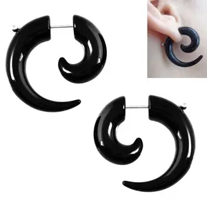 1pc New Fashion Acrylic Cheater Fake Spiral Ear Taper Stretcher Expanders Gauge Tunnel And Plugs Earlobe Earring Piercing Body Jewelry Earcuff Lightweight Chunky Hoops