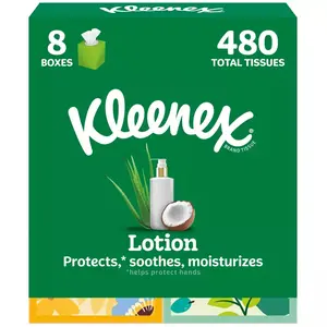 Kleenex Lotion 3-Ply Facial Tissue - 8pk/480ct: Square Container, Non-Travel Size