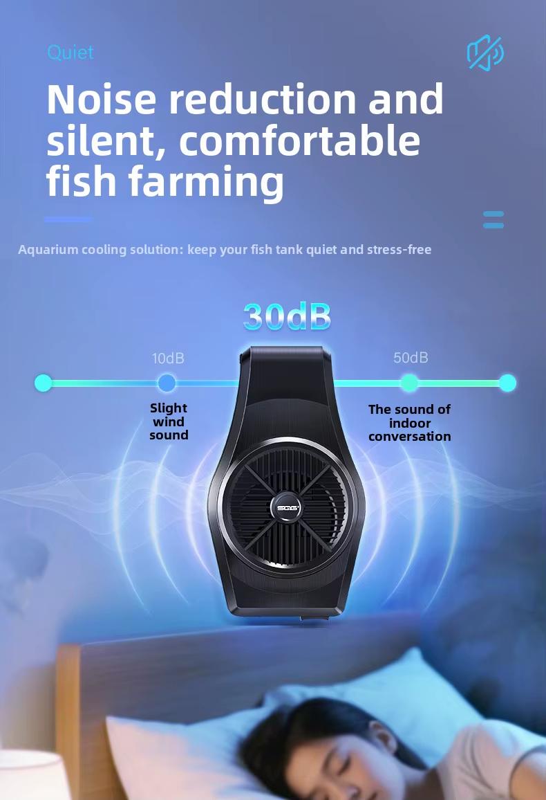 Aquarium Cooling Fan Adjustable Wind Speed Effectively Reduce Water Temperature Prevent Fish Heat Stress Perfect For Household Small Medium Fish Tank Fresh Salt Water Breeding Use