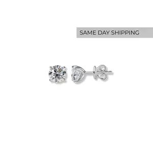 Martini Setting Round Solitaire Stud Earrings