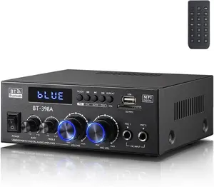 BT-398A Stereo Digital Audio Amplifier, Max 450Wx2 HiFi Sound Audio Power Amplifier System, 2.0  Receiver Amp for  Theater Garage w/Fiber/Copper Jack, USB/SD/AUX/RCA/MIC in w/Echo