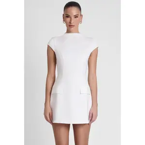 Cote Cap Sleeve Pocket Mini Dress - White