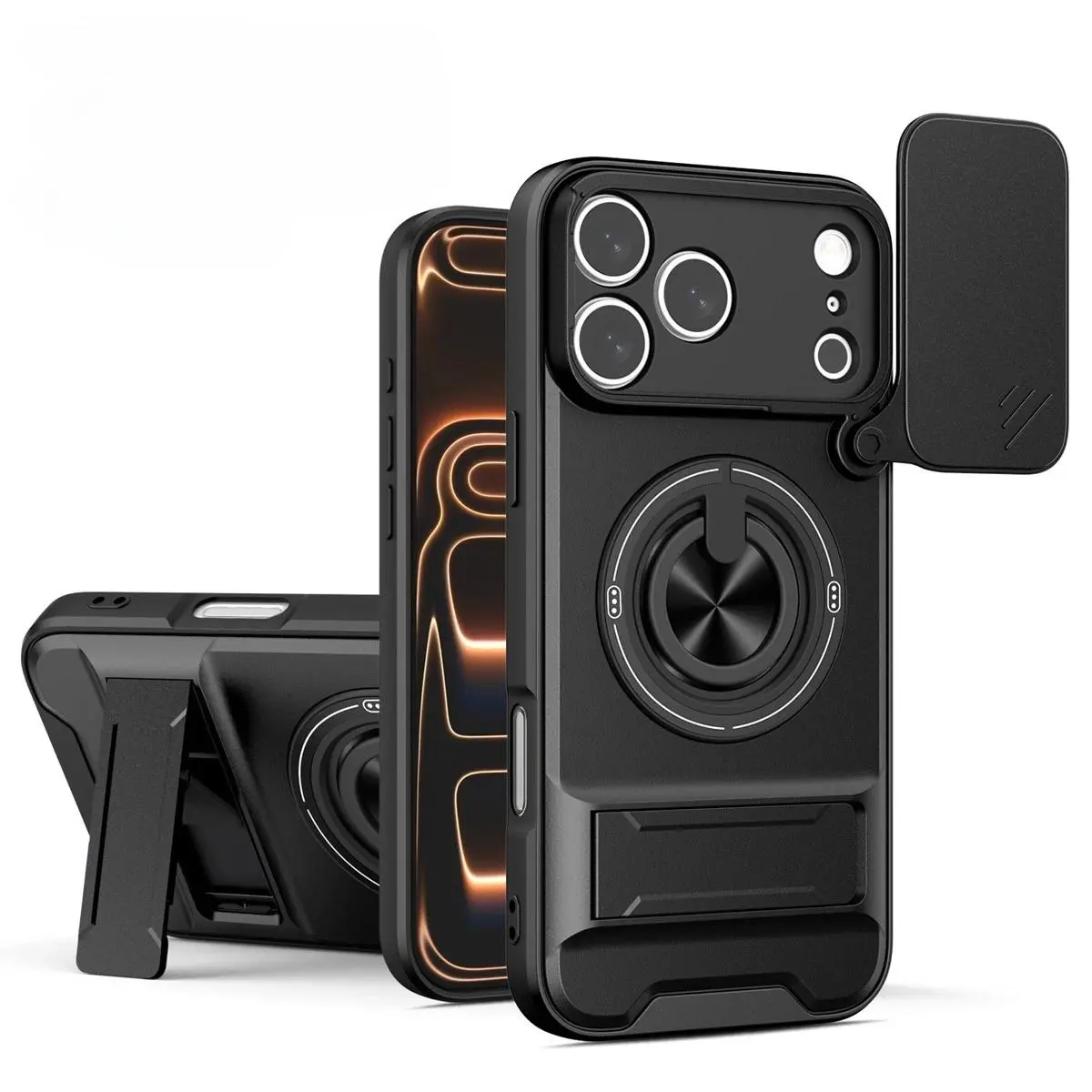 LUCY Magnetic Phone Case For iPhone 17 16 15 14 13 12 11 Pro Max Plus Air 16E Shockproof Slide Camera Protection Lens Ring Stand Cover