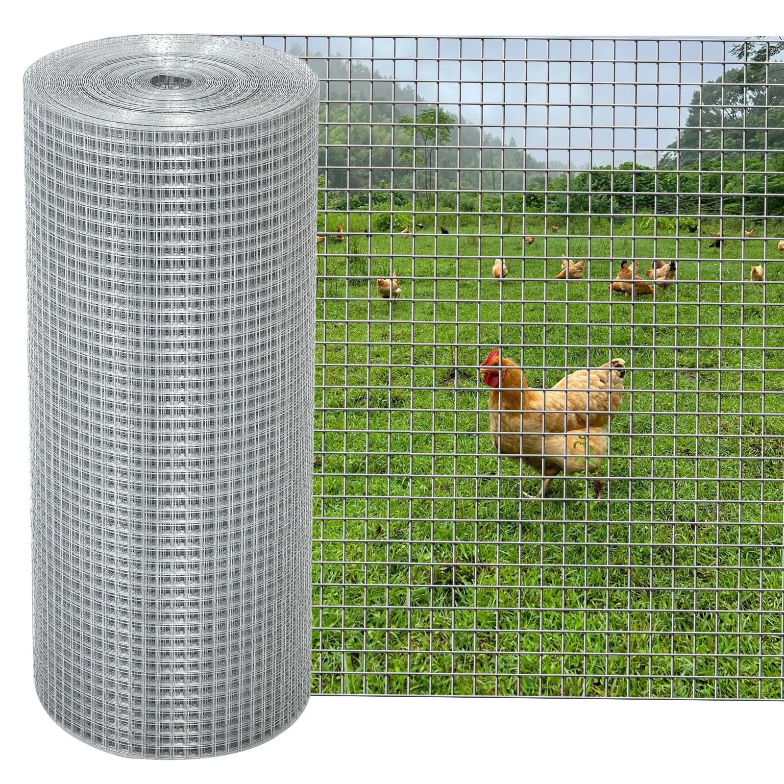 Galvanized Hardware Cloth 1/2 Inch 24 x 50 Ft & 48 x 100 Ft Rolls - 19 Gauge Metal Hardware Cloth, Galvanized Welded Wire Fence for Chicken Coop Wire Mesh, Rabbit Wire Fencing, Gopher Wire Mesh for Underground, Garden Wire Mesh