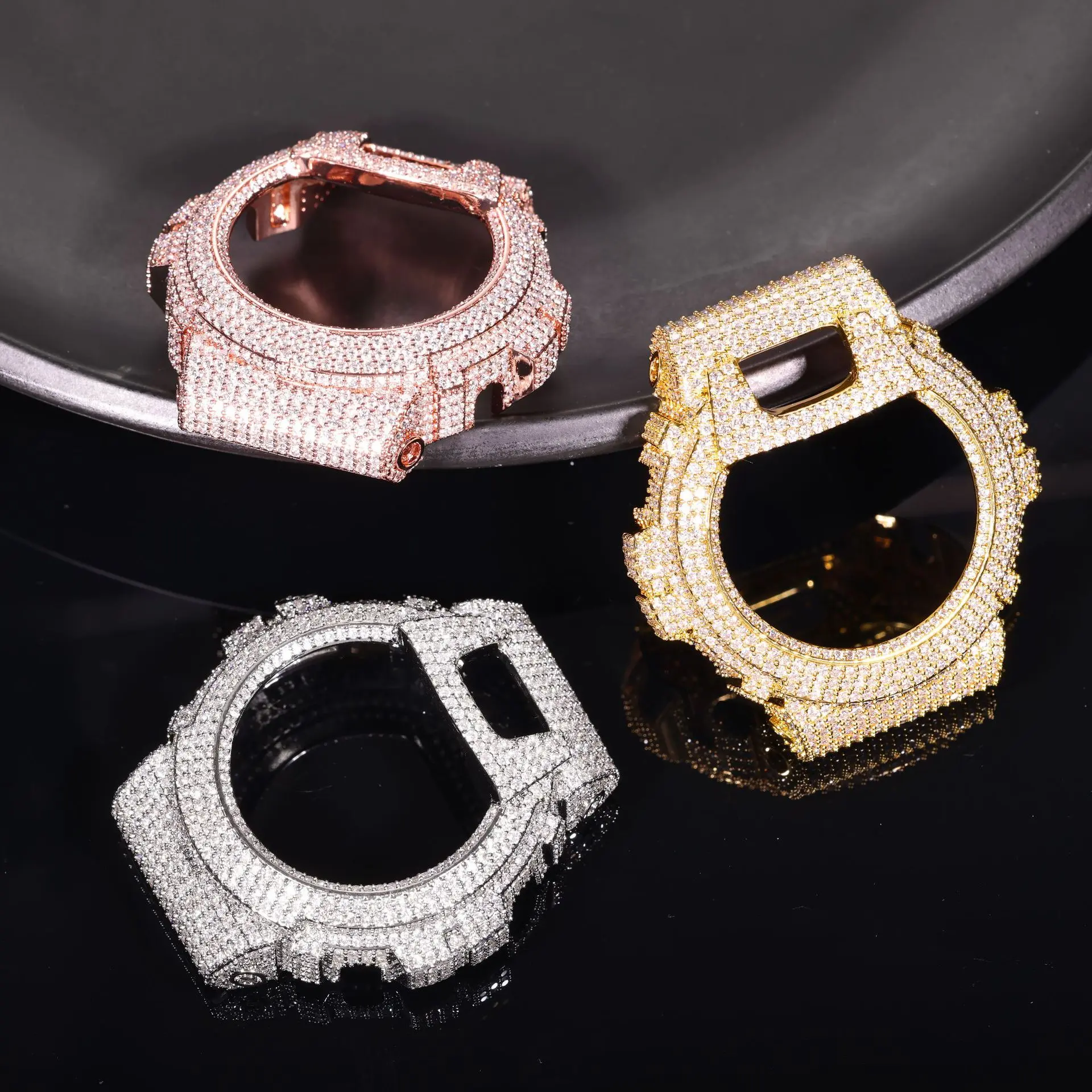 Geometric Personalized Light Luxury Copper Watch Charm - Compatible with Hip Hop DW6900 Model Case, Fashionable Accessory for Costume Jewelry, Fashionable Watch Accessories men's jewelry trendy costume jewelry