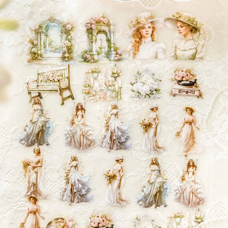 Cartoon Fairy Fairy Girl Castle Pattern Sticker, 30 Sheets/pack Waterproof Self Adhesive Decor Paper, Creative Sticker for Gift Greeting Card Water Bo