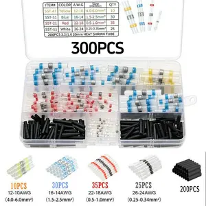 300PCS Solder Seal Wire Connectors-haisstronica Waterproof Heat Shrink Butt Connectors-Self Solder for Marine,Aircraft,Boat,Truck,Stereo,Joint