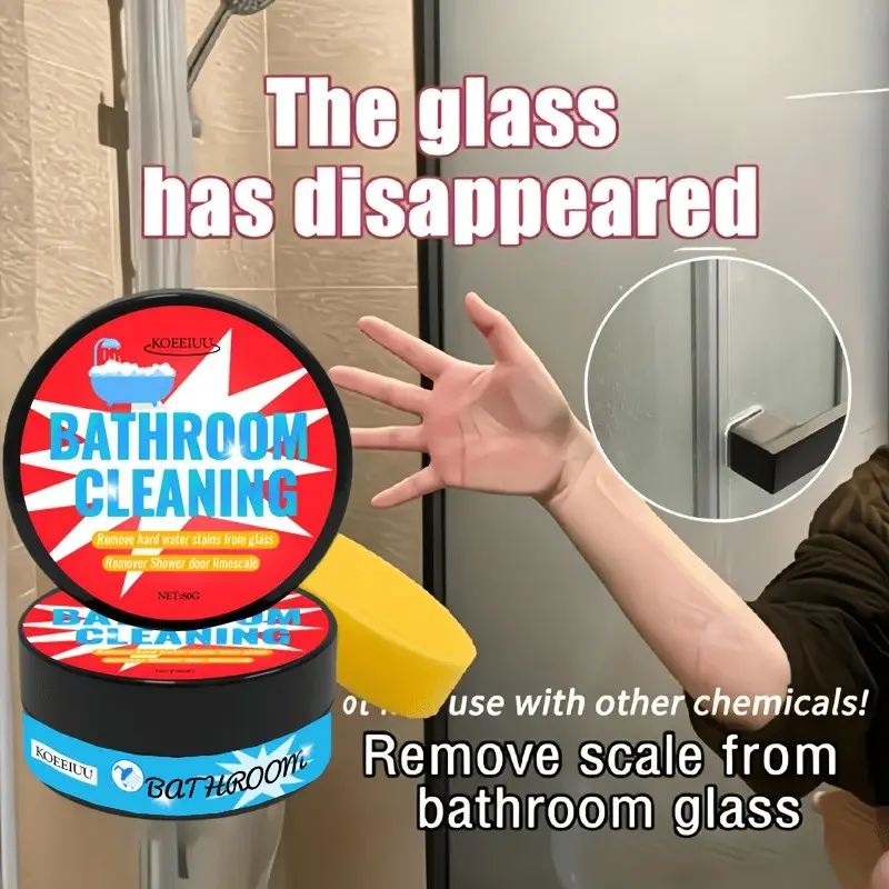 Powerful Glass Cleaner Gel, Toilet Cleaning Gel, Stain Remover, Removes Hard Water Stains, Safe for Surfaces, Includes Sponge, Ideal Bathroom Gift, Home Cleaning Essential