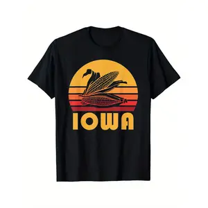 Retro Iowa Corn Shirt, Vintage Maize Farming Tee Gift T-Shirt, Suitable for Mens & Womens Outdoor T-Shirt, 100%cotton, S-5XL