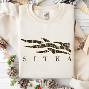 Sitka Camoflauge Bottomland Pattern Logo Unisex Hoodie - Sweater - T-shirt Classic Menswear