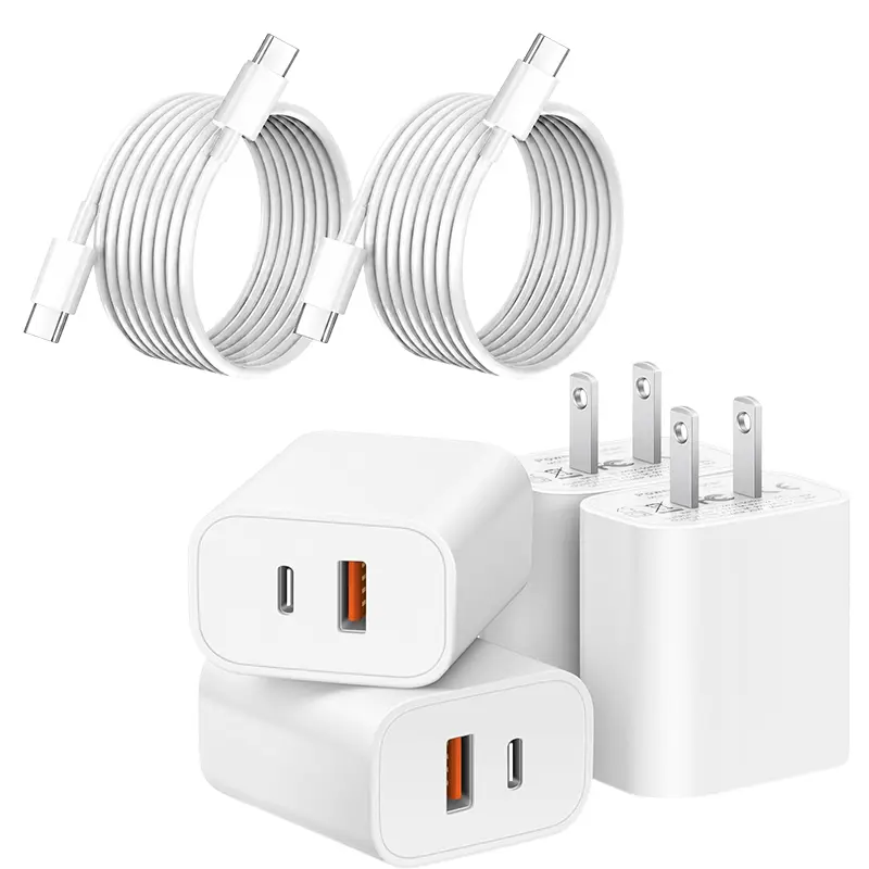 2pack 6FT type C USB C Charger Block Fast Charging Multiport Adpater iPhone 17 Charger Block 20W USB-C & USB-A Port for iPhone 17/16/15/14/13/12/11/X/8 iPad, Google Pxel, Samsung Galaxy Electronic
