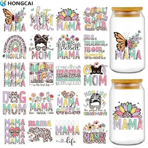 20 Piece Crystal Mark UV DTF Crafts Cup Stickers, Mother Love Theme Mama Style Transfer Stickers, Waterproof Scratch-Resistant for Glass Cups Bottles Laptops Journals Scrapbooks