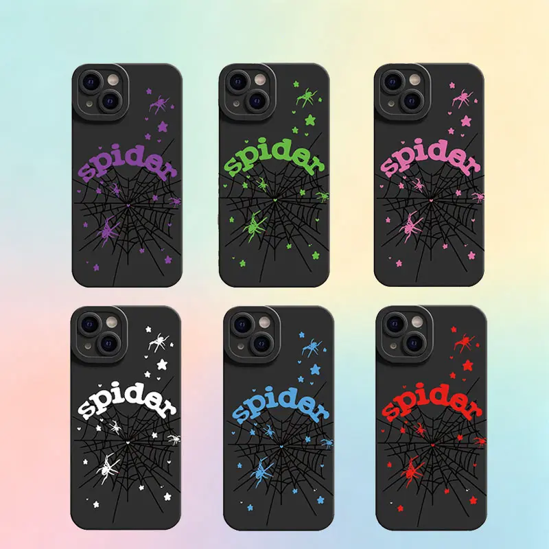 Y2K Aesthetic Multicolor Spider Web TPU Matte Phone Case for iPhone 11 12 Mini 13 14 Plus 15 16 E 17 Pro Max Air, Slim-fit Soft Full Coverage Anti-Drop Protective Cover