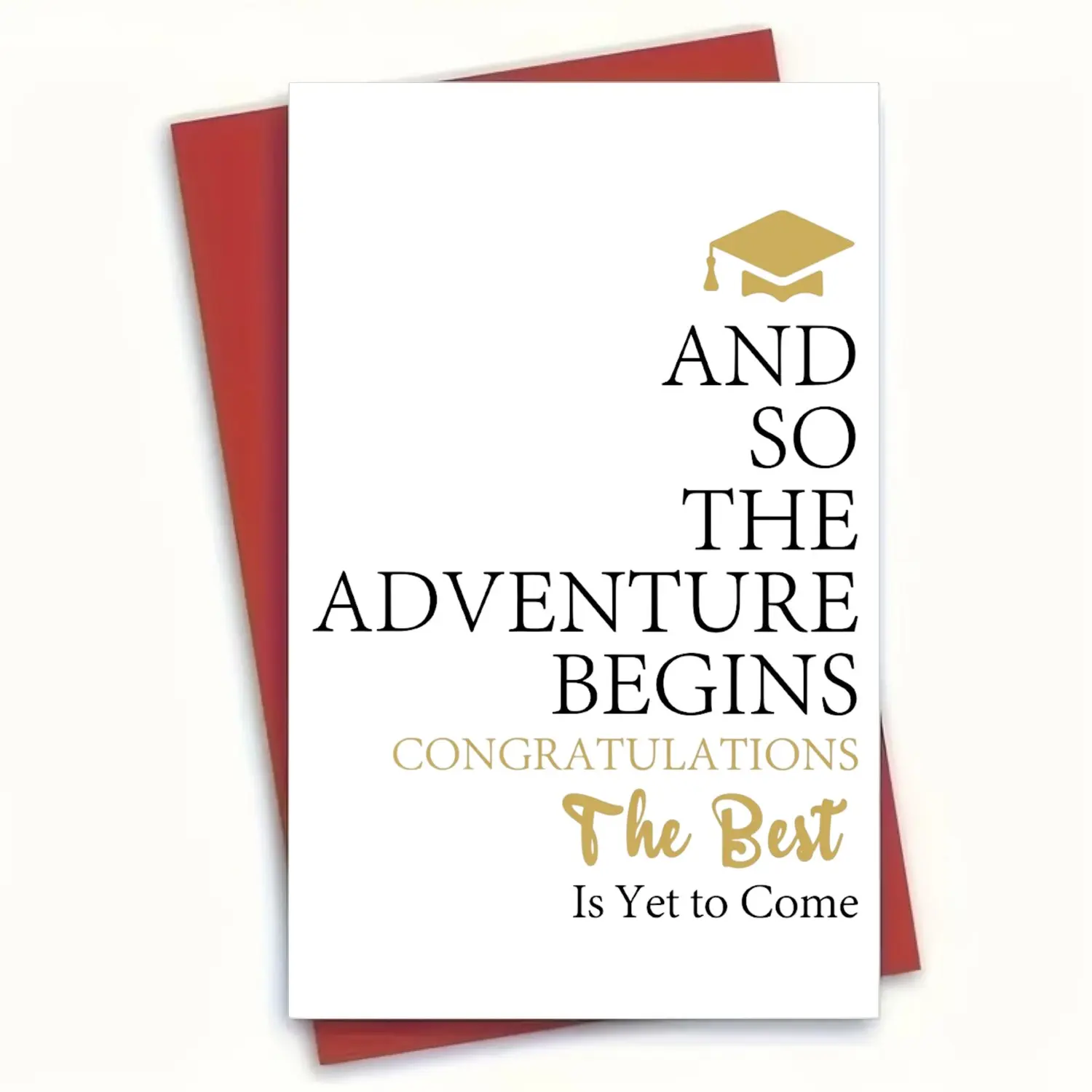 🎓 Celebrate Epic Success! Graduation Card with Bold Red Envelope, 5x7 Inch Premium 350GSM Ultra Glossy Finish, Ultimate Congratulations Gift for 2026 High School College University Graduates, Blank Inside for Custom Notes, Adventure Begins 🌟🚀✨
