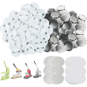 300 Sets 32mm/1.25 inch Button Supplies Button Parts for Button Maker Machine 32mm, Round Badge Blank Button Pins, Includes Plastic Button Pin  Cover, Metal Cover, Clear Film&Blank Paper