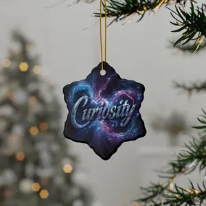 2-Sided Print Neuroverse “Curiosity” Ornament – Cosmic Holiday Decor for Wonder Seekers | Ceramic Snowflake & Circle Shapes