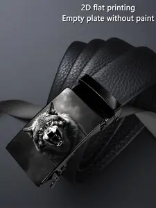 Men's Belt with Wild Wolf Art Design, Business Casual Automatic Buckle, Perfect Father's Day & Valentine's Gift