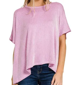 Mauve Ribbed Oversized Top