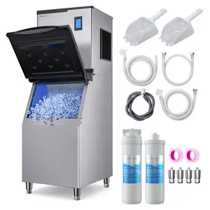 Coolake Commercial Ice Maker Machine 450lbs with 360lb Large Storage