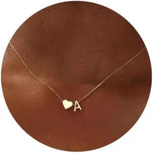 Easter Basket Stuffers for Kids Teen Girls - Dainty 18K Gold Plated Heart Initial A-Z Pendant Necklace Trendy Jewelry Heart Necklaces Birthday Easter Gifts 2026