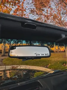 Give 'em hell Car Rear View Mirror Decal - Black Matte 3.2"W x 0.72"H Bold Statement for Car Enthusiasts