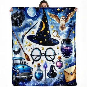 Harry Potter magic blanket — iconic wizarding items collage design