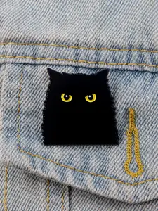 Adorable Black Cat Animal Cartoon Brooch, Durable Metal Accessory, Perfect Christmas Gift for Cat Lovers, Suitable for Suits, Jackets, Hats, Hat Clip, Durable Metal Pins