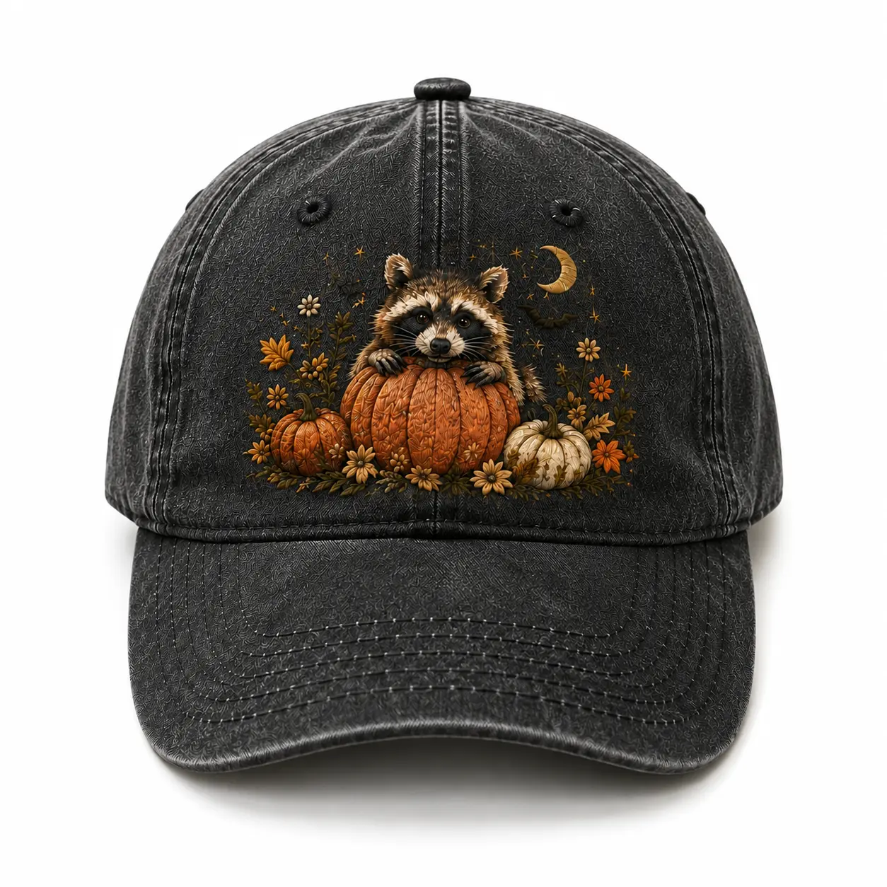 Fall’s Cutest Little Trouble Maker! Raccoon Pumpkin Embroidered Washed Dad Hat, Vintage Autumn Baseball Cap, Cute Woodland Fall Gift, Halloween Thanksgiving Cap #FallHat #RaccoonHat #PumpkinSeason #AutumnVibes #FallFashion