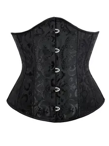 Women's Jacquard Lace Up Grommet Eyelet Corset Waist Trainer, Retro Fashionable Buckle Front Underbust Waist Trainer for Daily Wear, Tummy Control Shaper for Women
