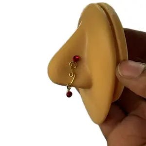 RUBIES Nose Cuff with Dangle Non-Piercing Jewelry in Silver Gold Copper & Bronze Tarnish Resistant Wire Fashion AccessoryLove