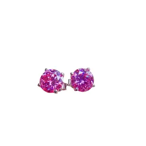 VVS1 1 CT Pink Moissanite Earrings 925 Sterling Silver