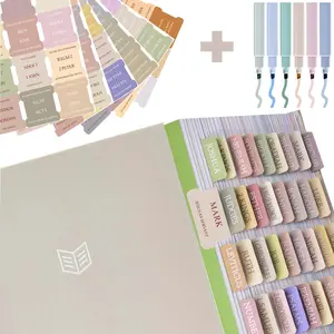Bible Journaling Kit, 1 Set Bible Tabs Bookmarks with Soul Nourishing Summaries & 6 Counts Highlighters, Bible Study Kit for Women & Men Office School