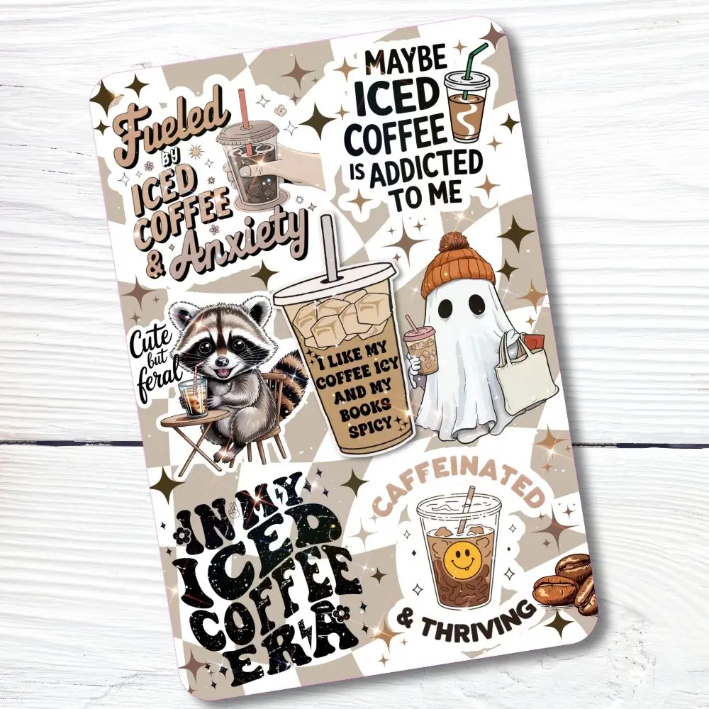 Ghostie Iced Coffee Lover Cardstock Clear Case Insert for Kindle | Smutty Book Lover Gift | Bookish Stickers for Kindle | Booktok Smartphone Aesthetic Cover | In My Iced Coffee Era